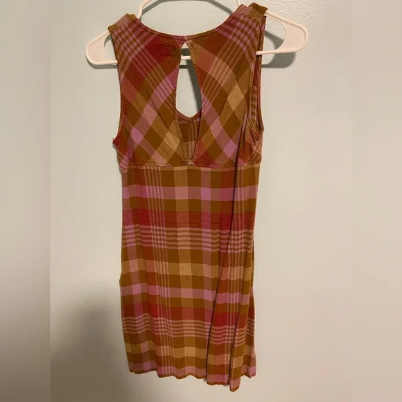 Kavu Plaid Mini Dress in Pink and Brown - Picture 2 of 2